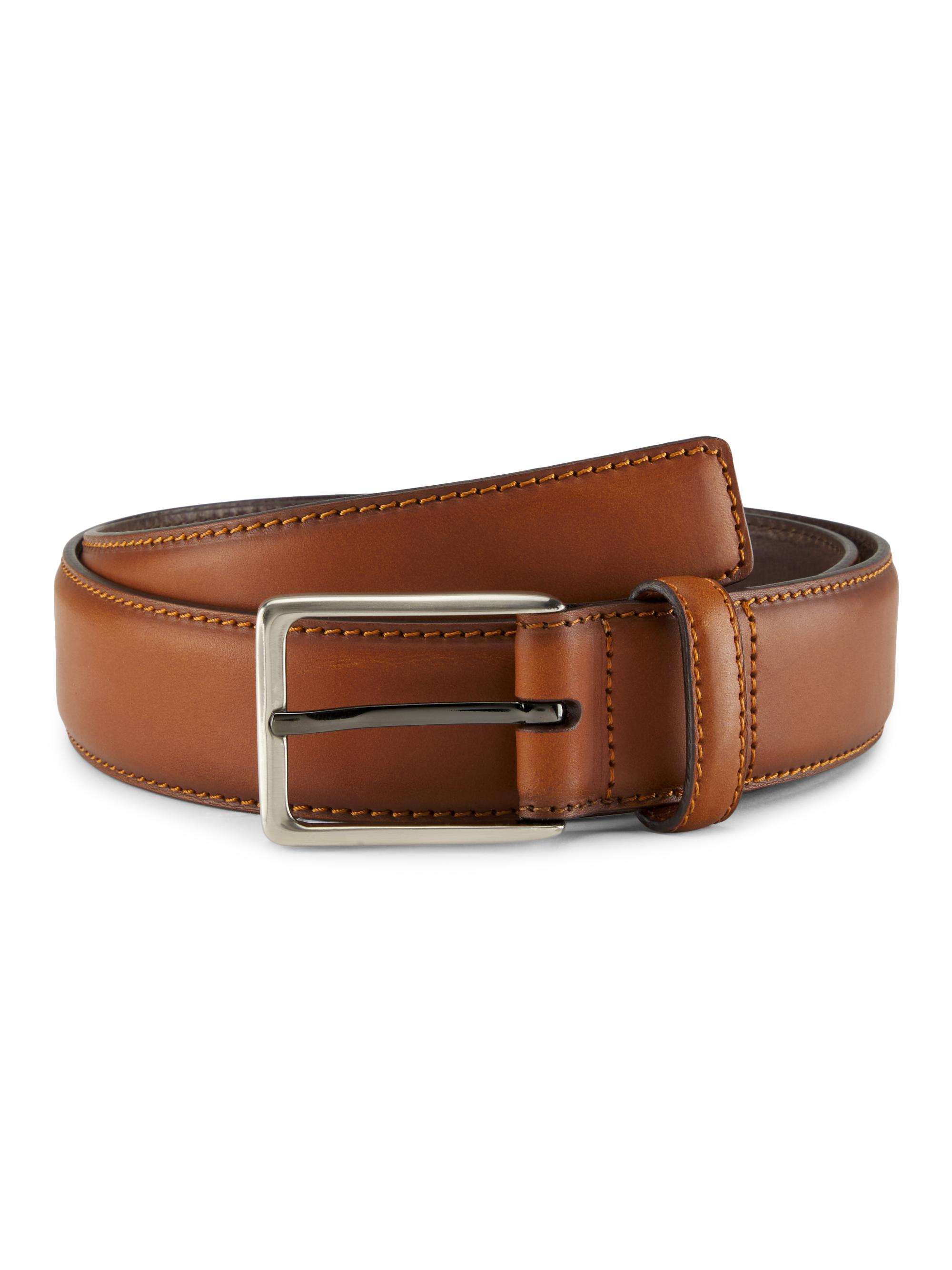 Saks Fifth Avenue Men's Burnished Leather Belt - Bistre