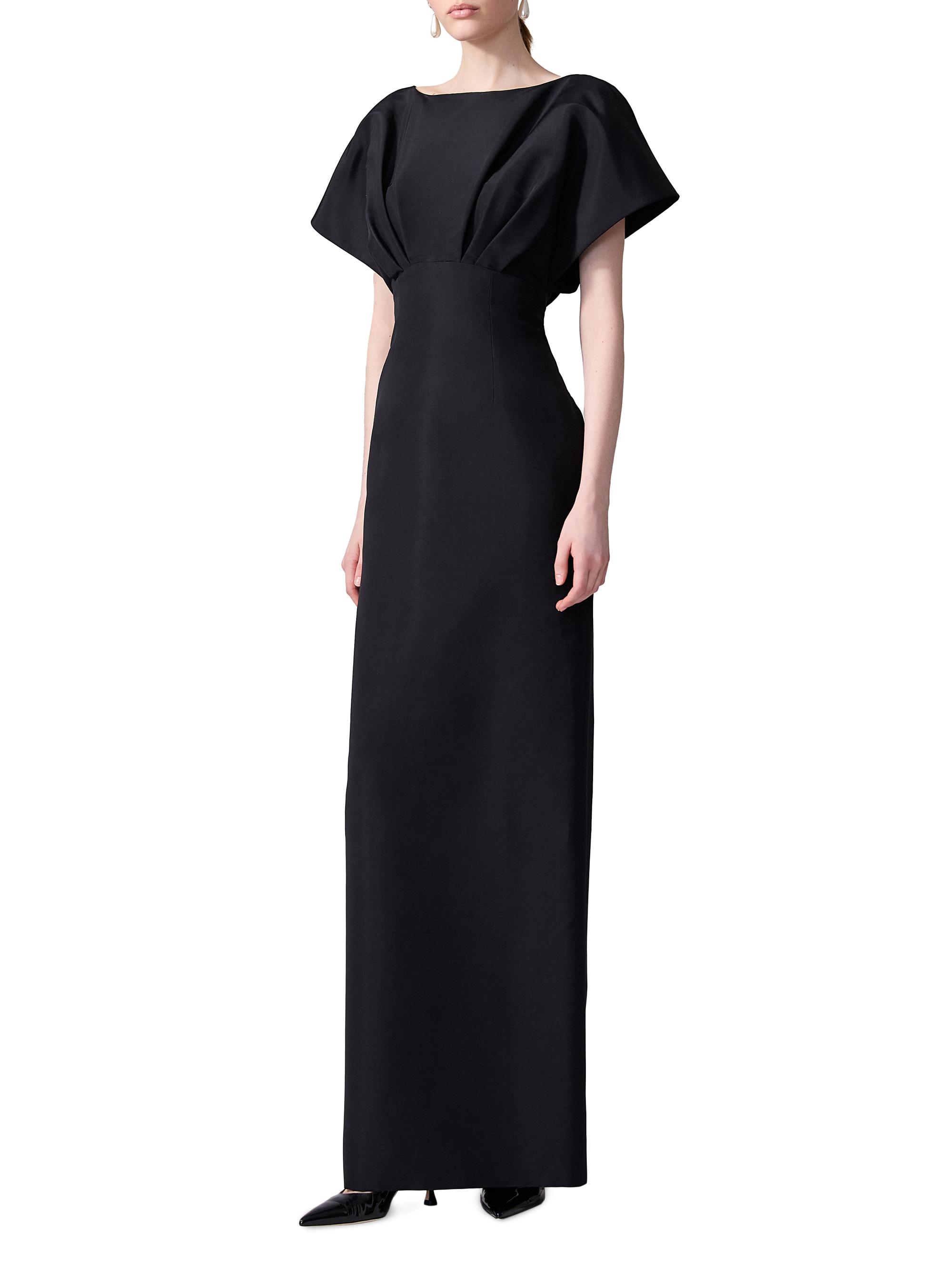 Carolina Herrera Silk Faille Fan Bodice Column Gown | Saks Fifth