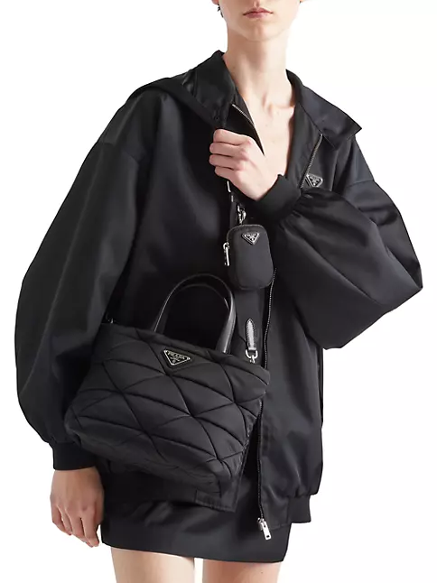 Prada Re-Nylon Padded Tote Bag w/ Strap - Neutrals Totes, Handbags