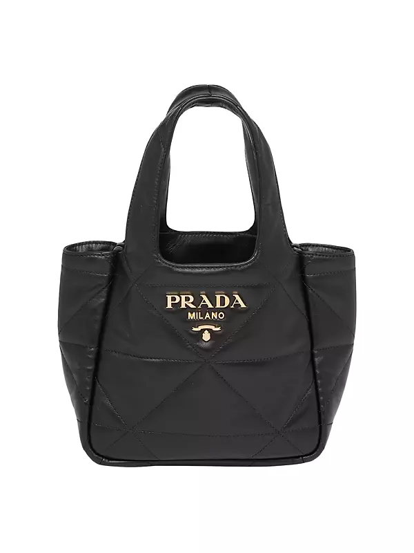 Prada - Prada White Leather Top Handle Small Tote