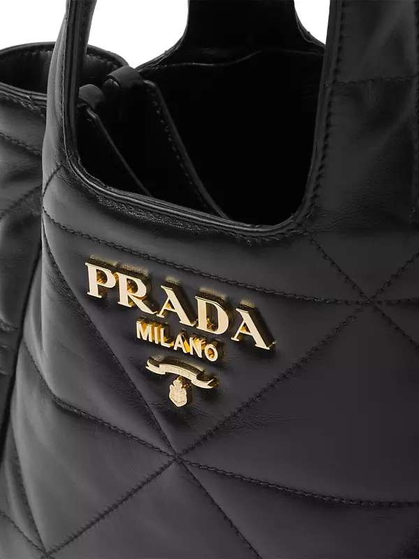 Prada - Prada White Leather Top Handle Small Tote