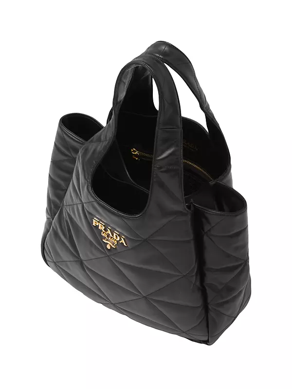 Chanel Vintage Black Leather Gold Large Shopper Travel Weekender Tote Bag