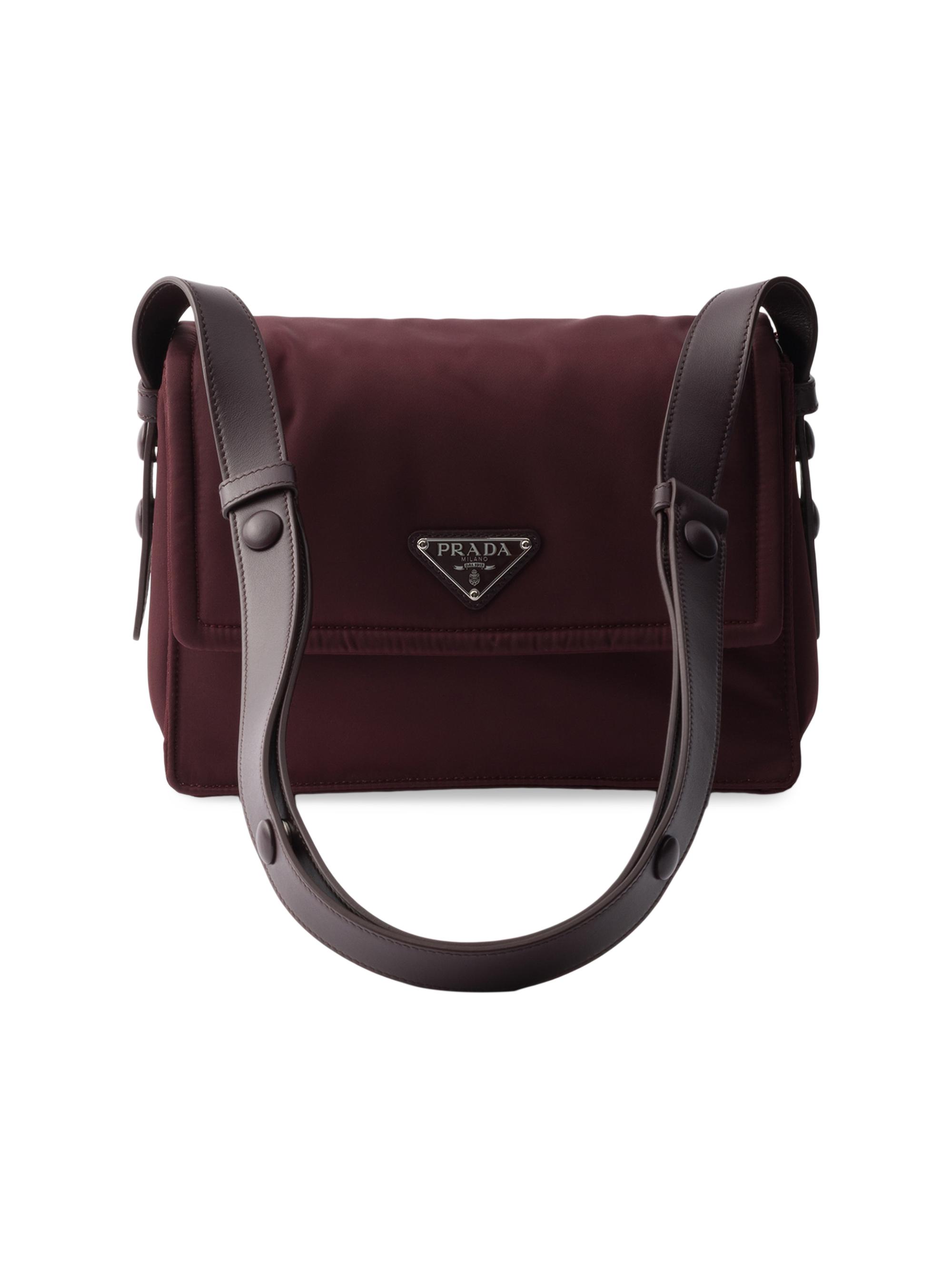 Prada Women's  Padded Re-Nylon Shoulder Bag - Dark Red - Women's Bags