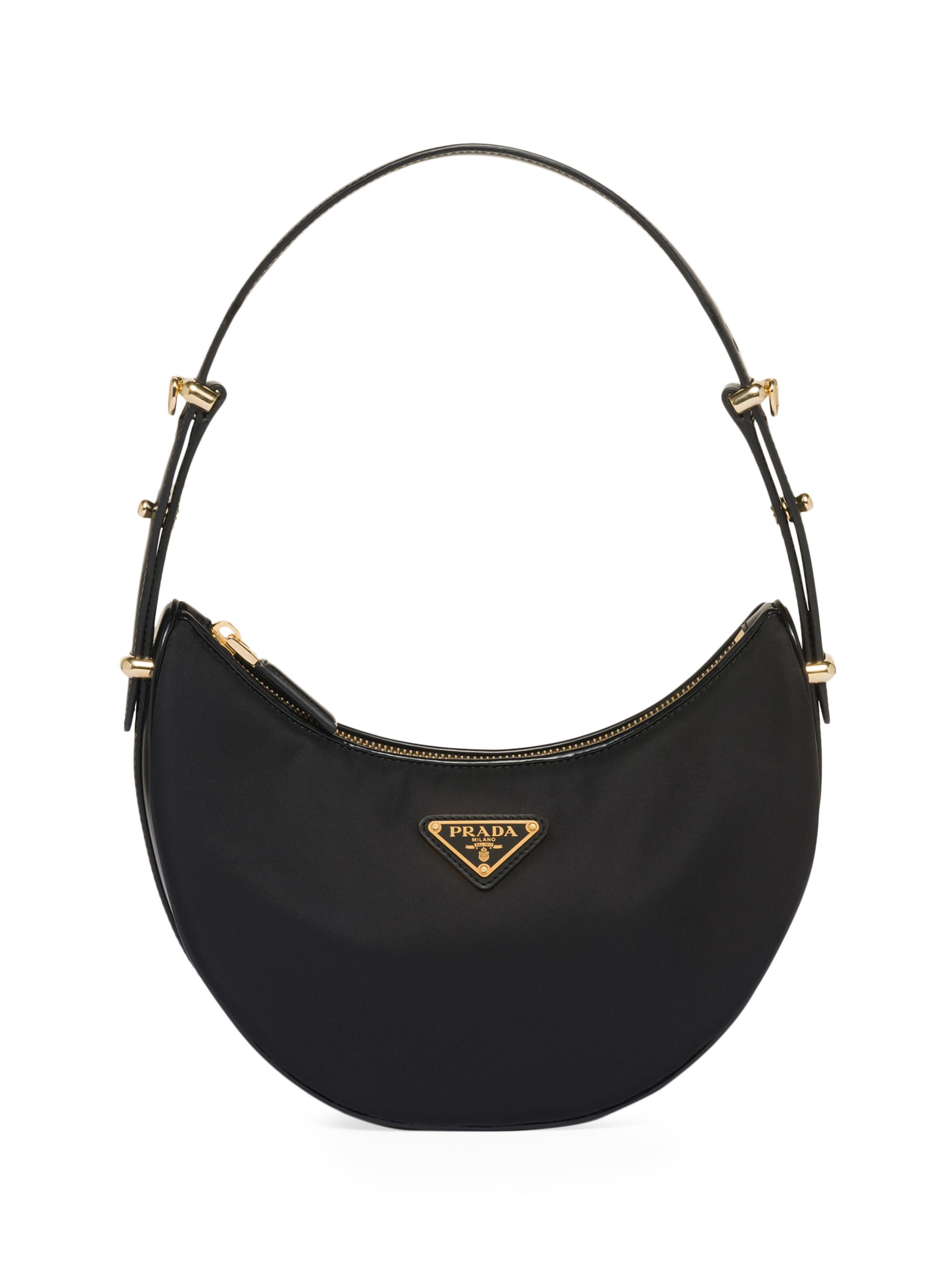 Prada Women's  Arqué Re-Nylon and Brushed Leather Shoulder Bag - Black