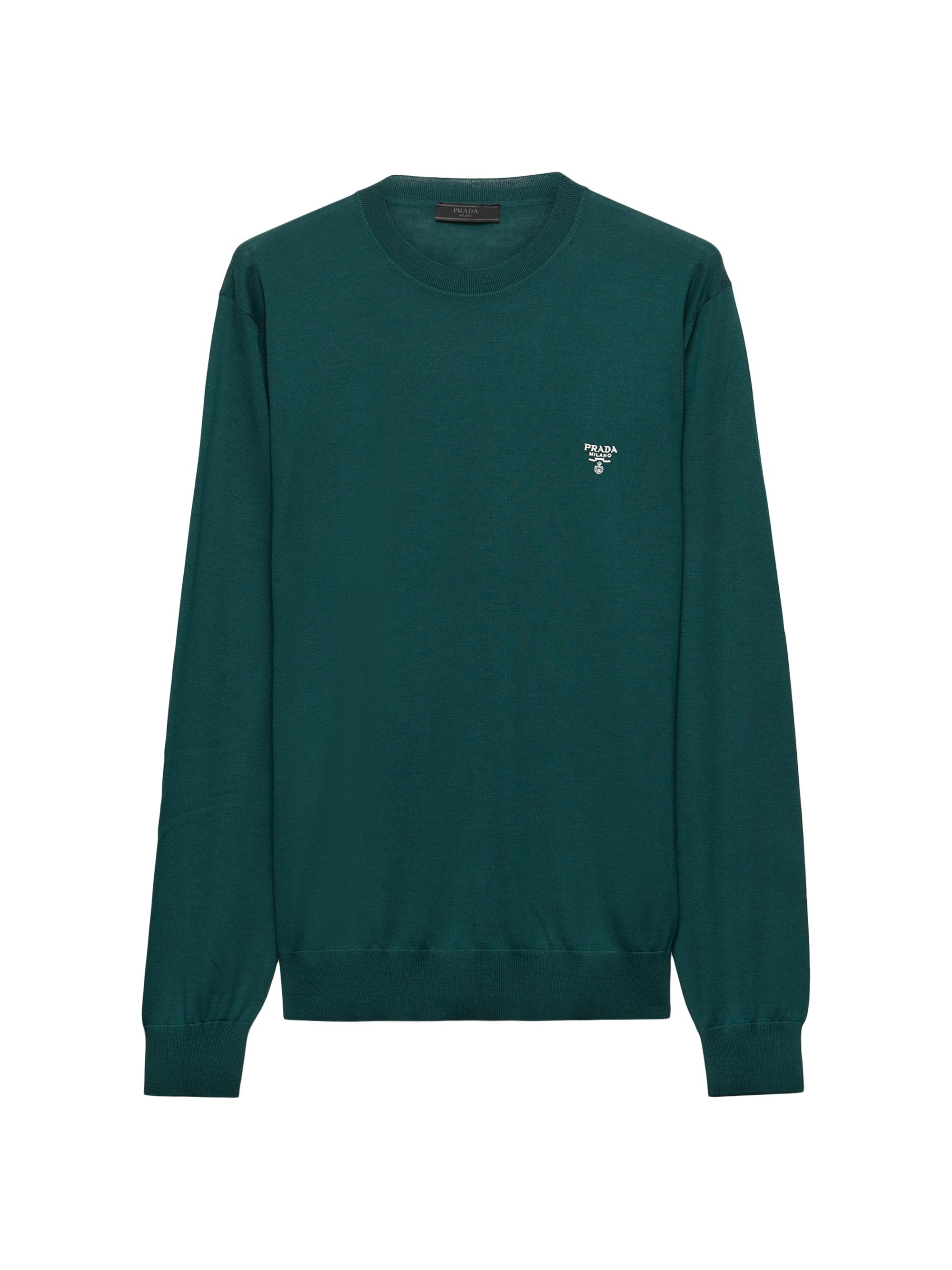 Prada Men's Superfine Wool Crew Neck Sweater - Green