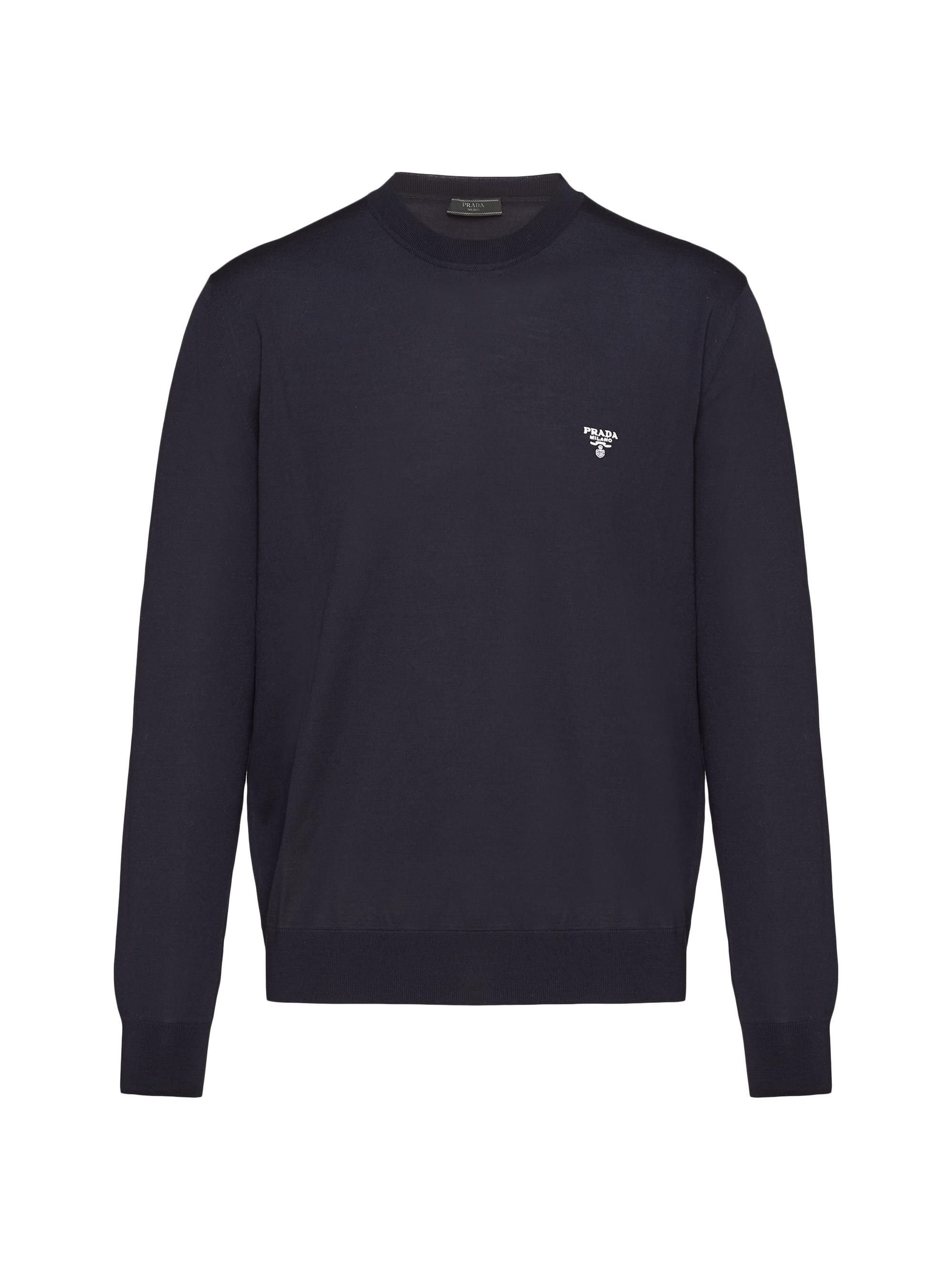 Prada Men's Superfine Wool Crew Neck Sweater - Navy Blue
