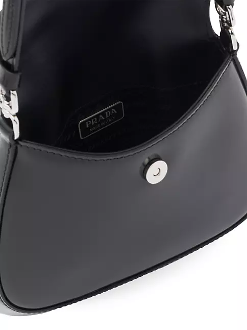 Prada Cleo Brushed Leather Mini Bag with Flap White N 1BH188-ZO6-F0PG7