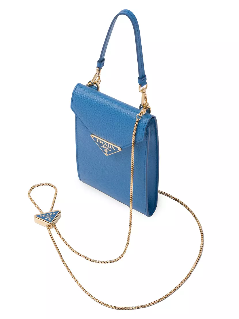 Saffiano leather mini bag Prada Blue in Leather - 37413061