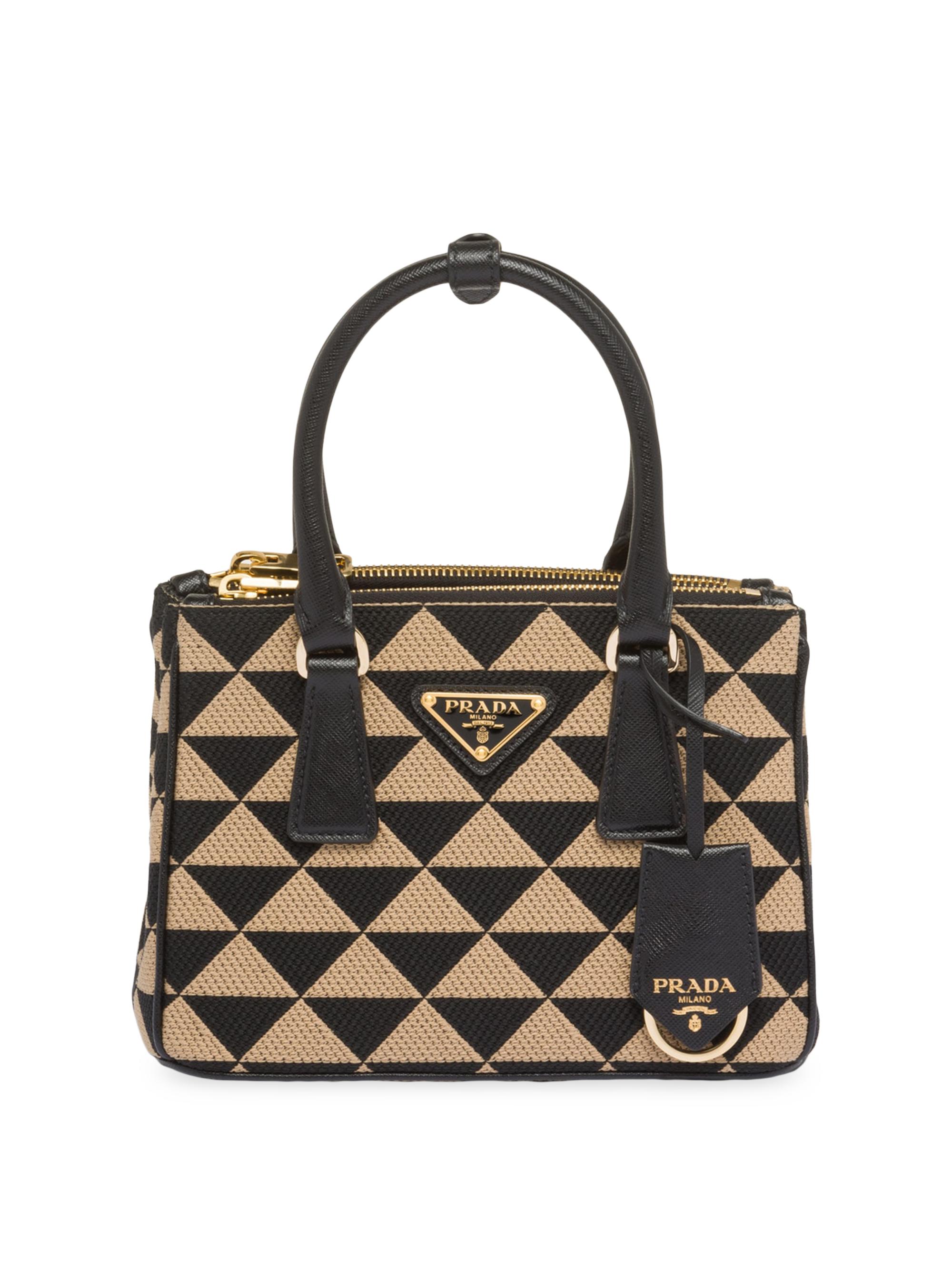 Prada Women's Symbole Embroidered Fabric Mini Bag - Black