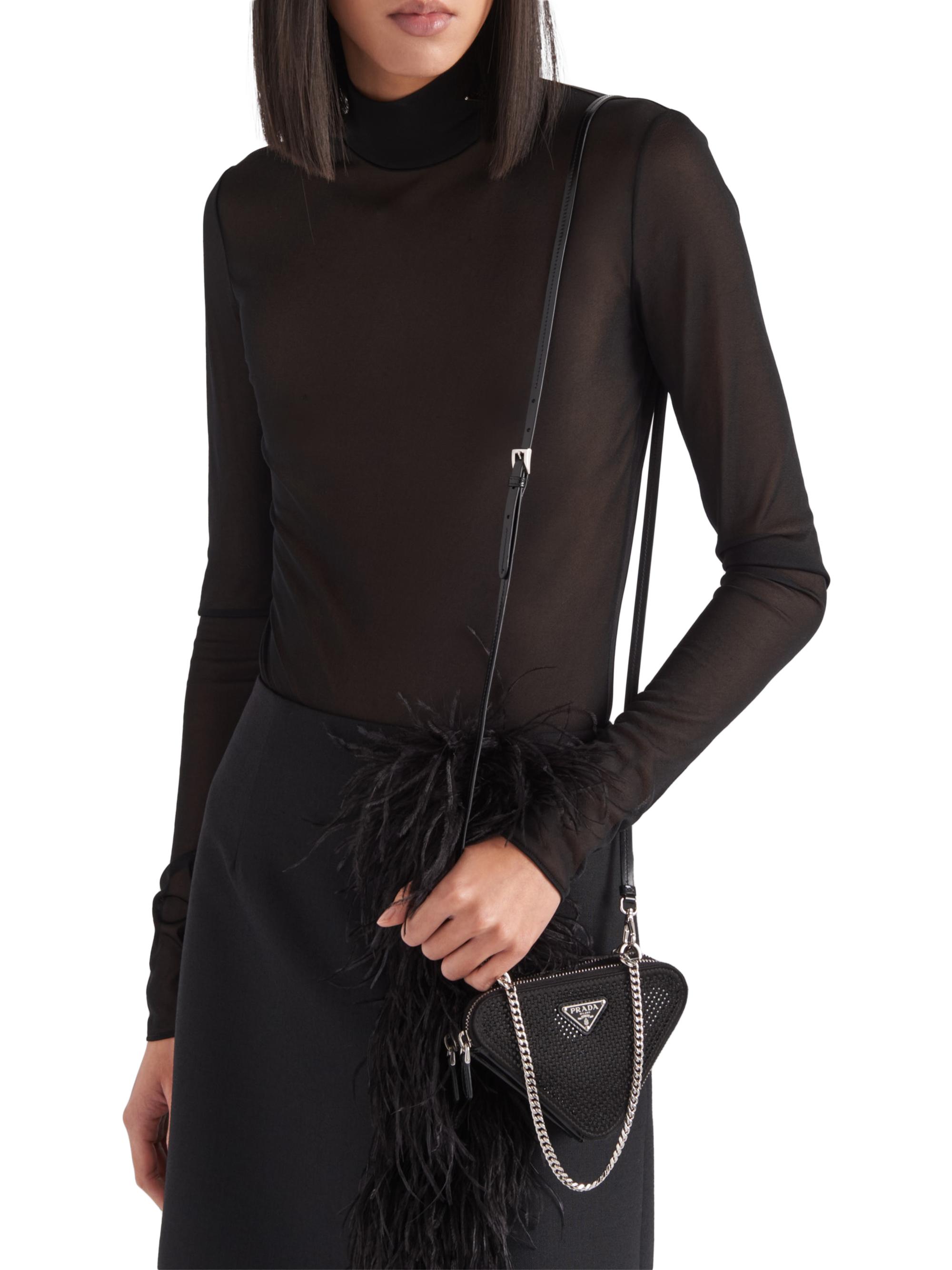 Prada Embellished Satin And Leather Mini Pouch | Saks Fifth Avenue