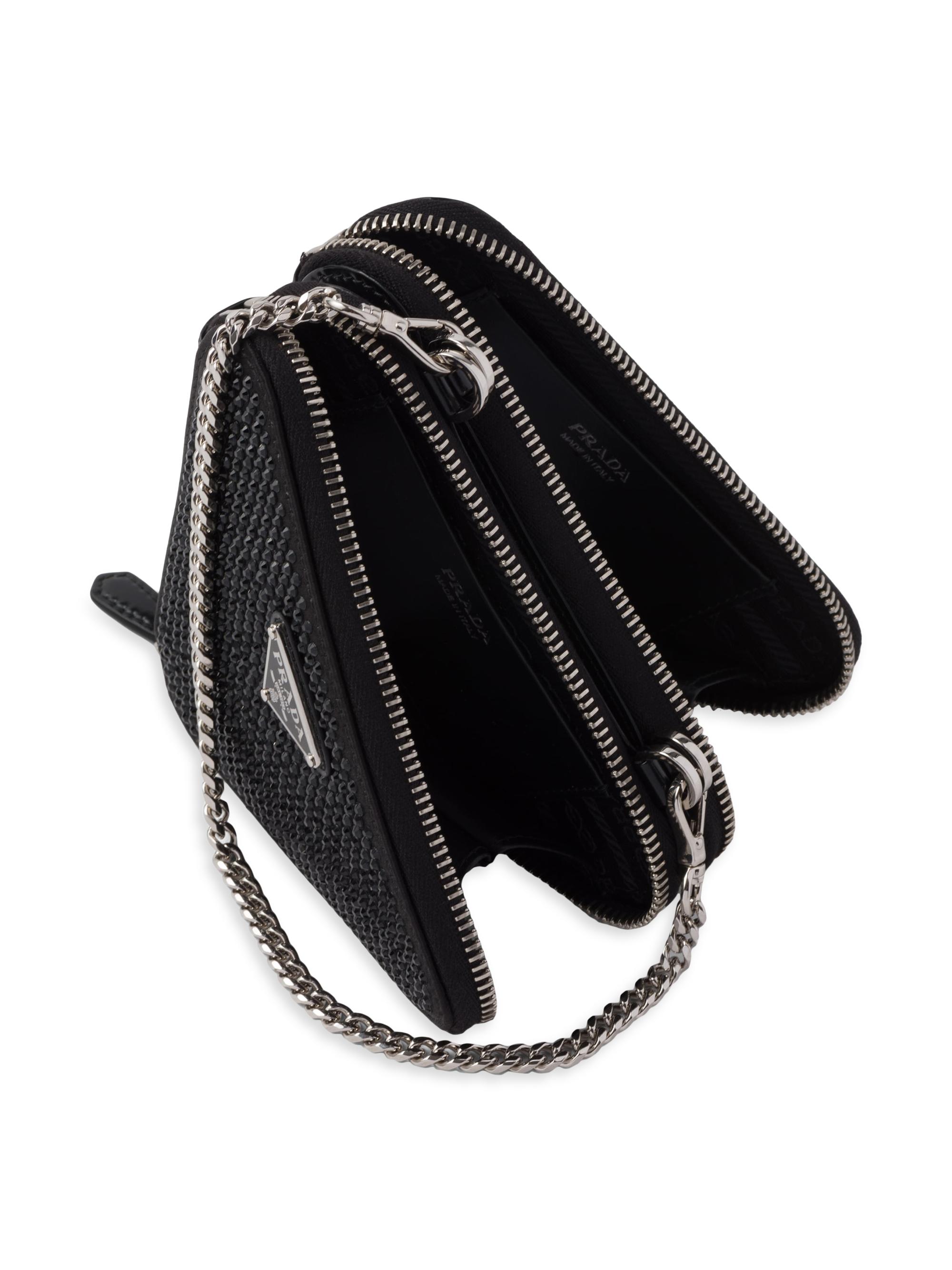 Prada Embellished Satin And Leather Mini Pouch | Saks Fifth Avenue