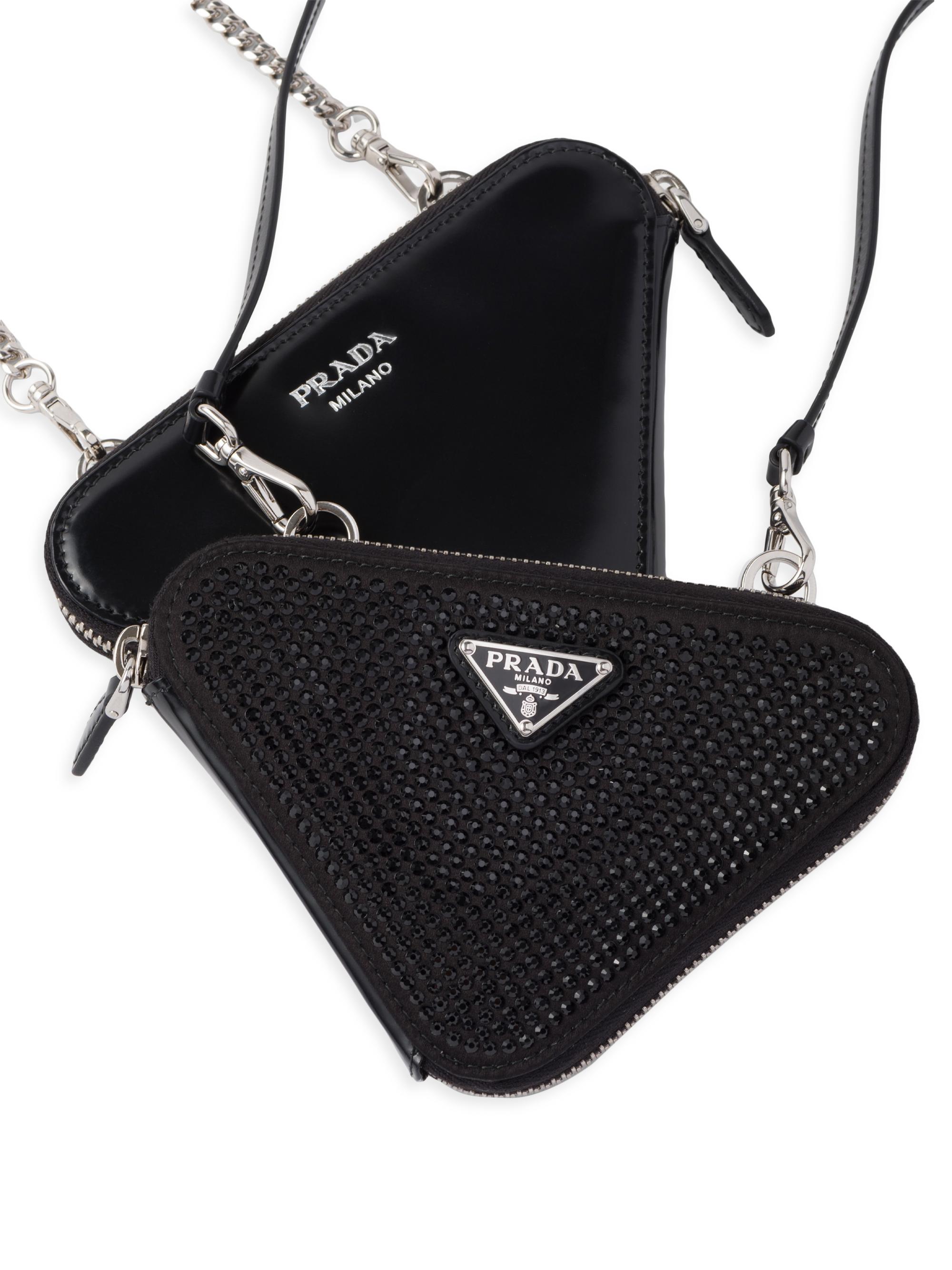 PRADA ミニポーチ Prada Embellished Satin And Leather Mini Pouch | Saks Fifth Avenue
