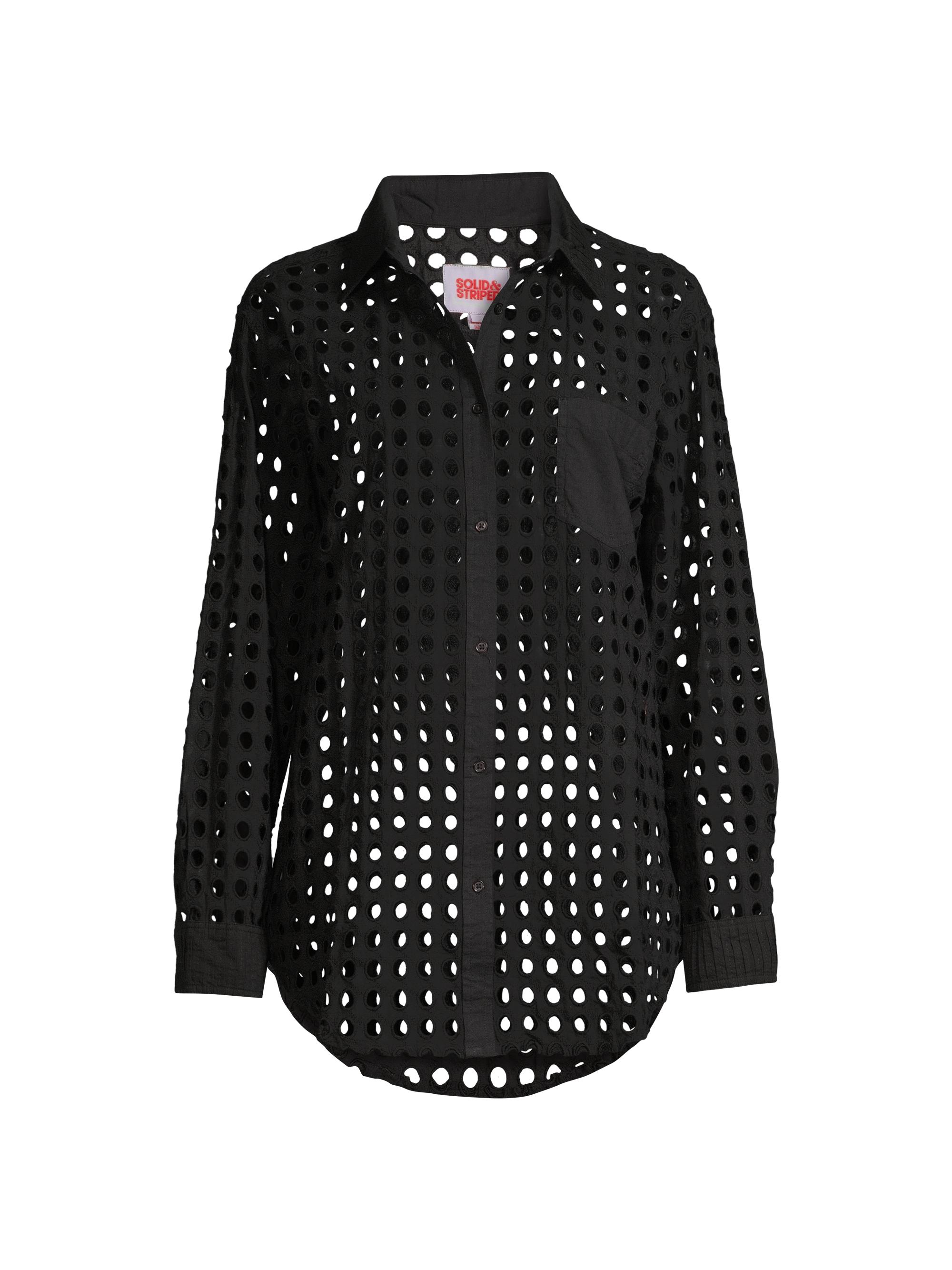 Solid & Striped Women's The Oxford Tunic Cotton Cut-Out Long-Sleeve Shirt - Blackout