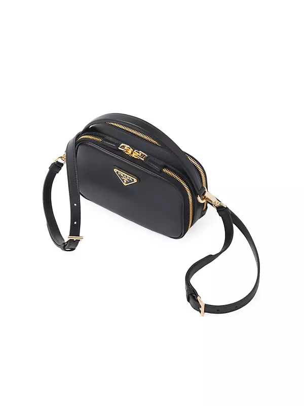 Prada Beige Saffiano Leather Mini Zip Top Camera Sling Bag Prada