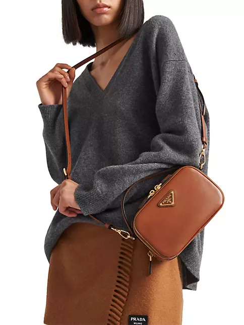 Prada Beige Saffiano Leather Mini Zip Top Camera Sling Bag Prada | The  Luxury Closet