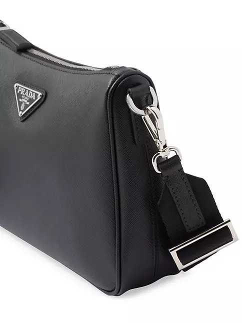 Prada Saffiano Leather Messenger Bag Black