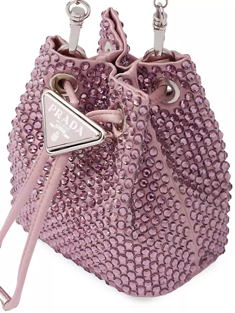 Prada metallic Mini Satin Crystal-Embellished Pouch Bag