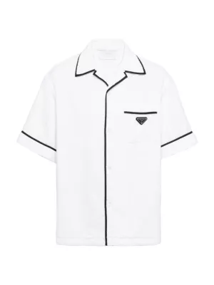 Prada contrasting-trim pyjama silk shirt - Black