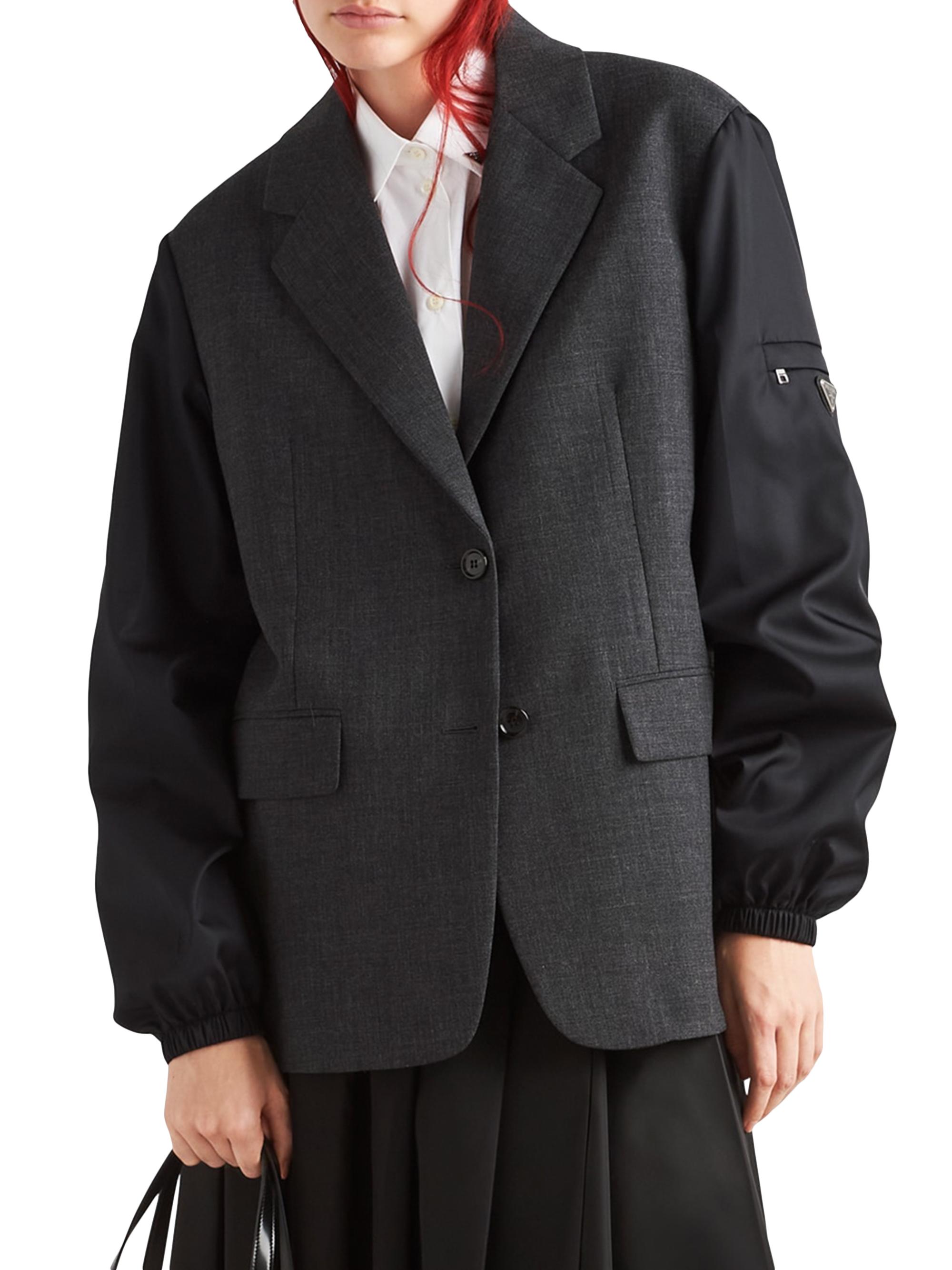 Prada Single-Breasted Wool And Re-Nylon Jacket | Saks Fifth Avenue