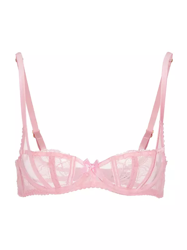 AGENT PROVOCATEUR Rozlyn satin-trimmed tulle and Leavers lace underwired  balconette bra
