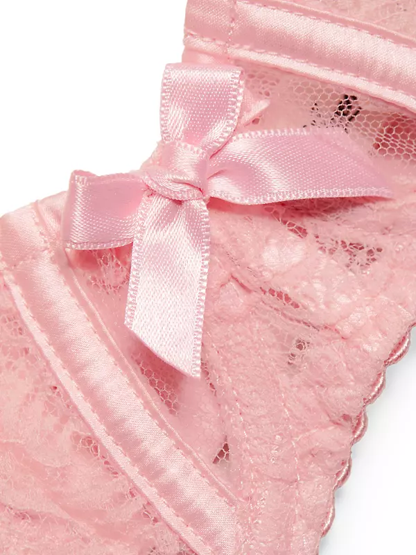 NWT Agent Provocateur Panties Bikini Pink Gold Feminine Lace Size 4 Bows