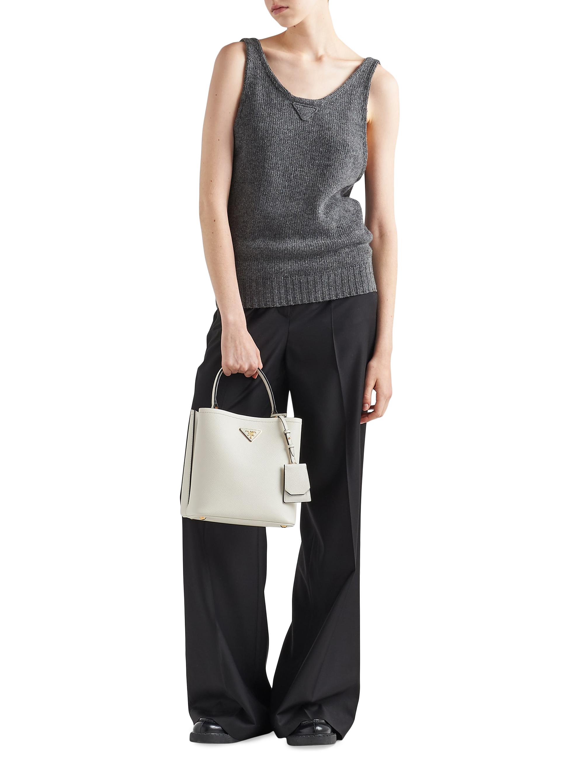 Prada Women's  Saffiano Leather Panier Top Handle Bag - White