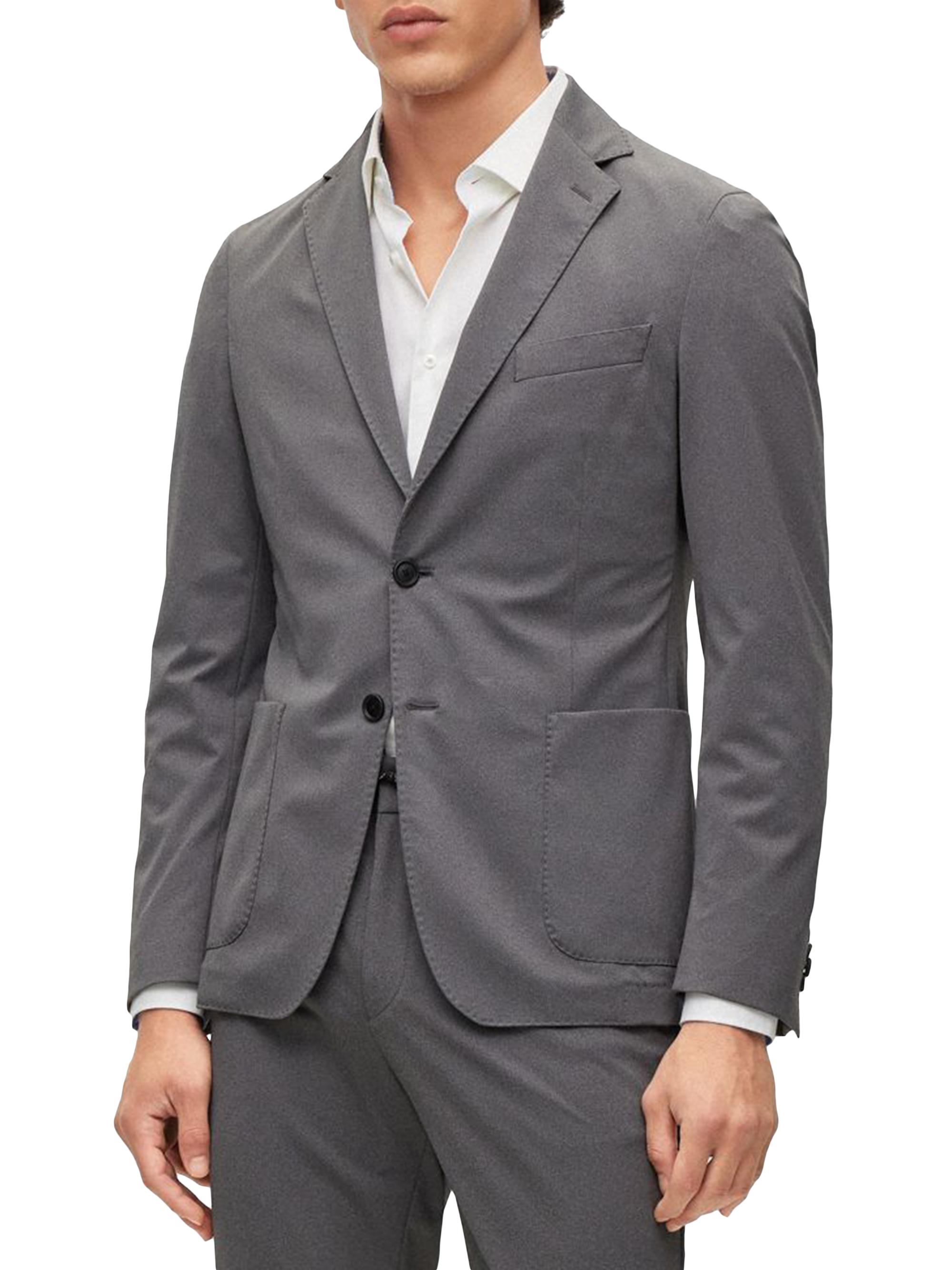 BOSS Men's Slim-Fit Jacket In Micro-Patterned Performance-Stretch Cloth - Silver