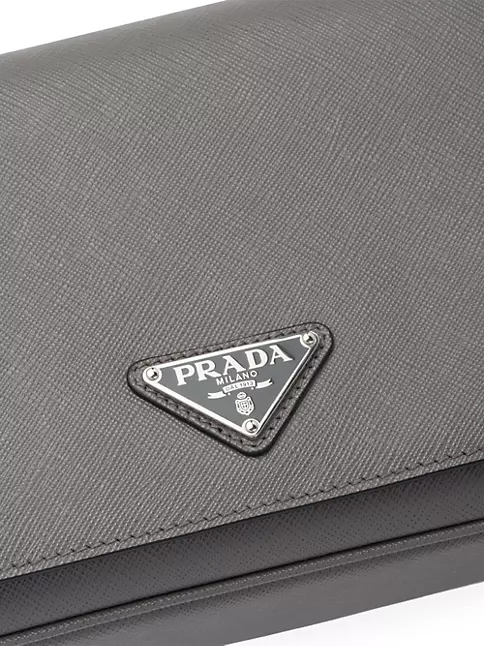 Prada Saddle Chain Flap Bag Saffiano Leather Small Black 6125542