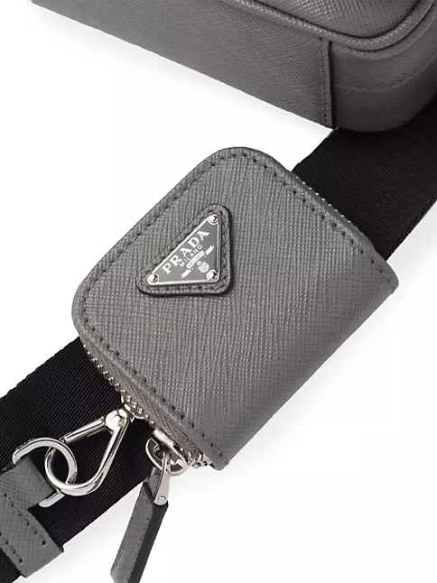 Prada Black Nylon and Leather Logo Flap Wallet on Strap Prada