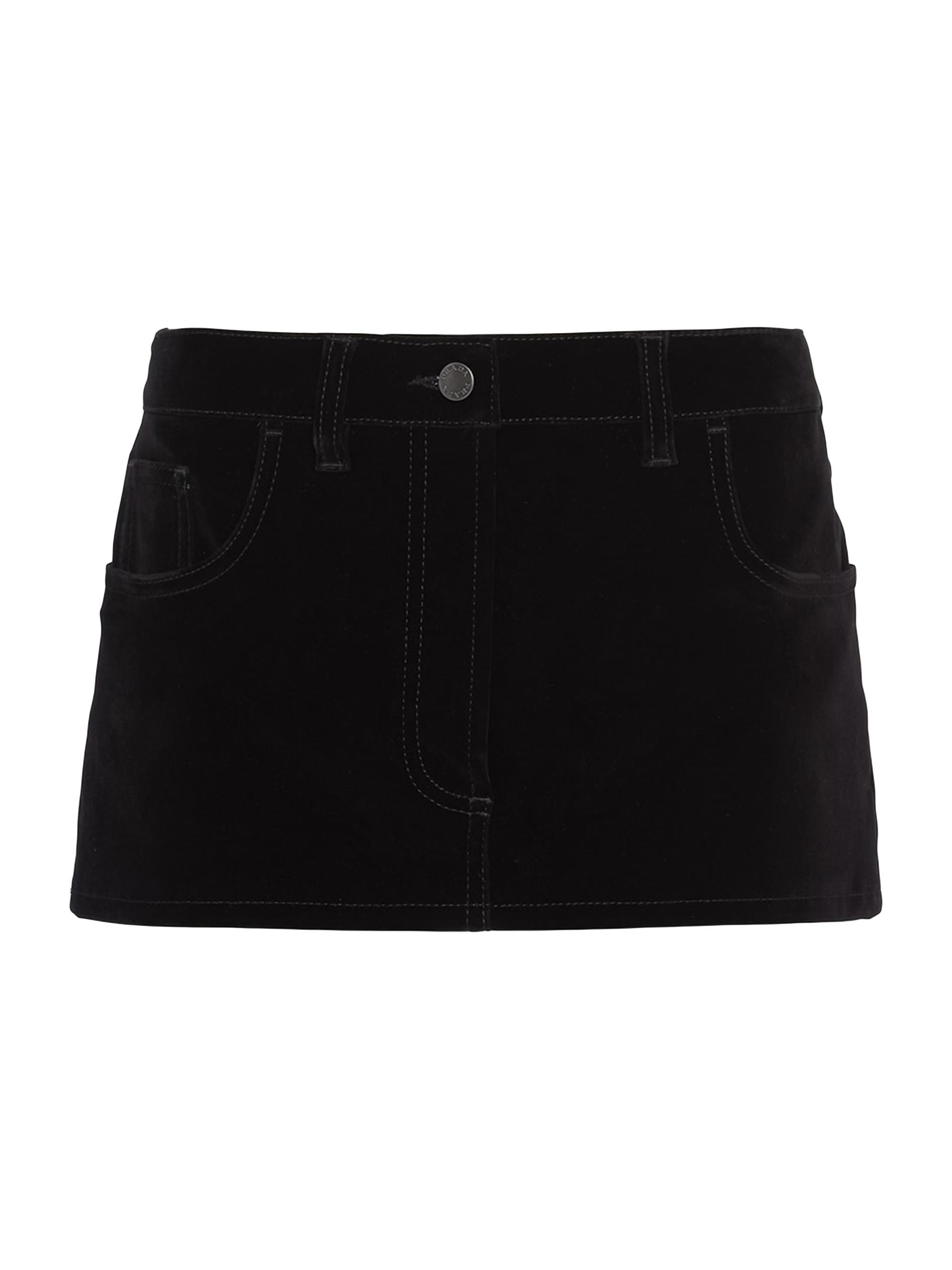 Prada Women's Velvet Denim Miniskirt - Black