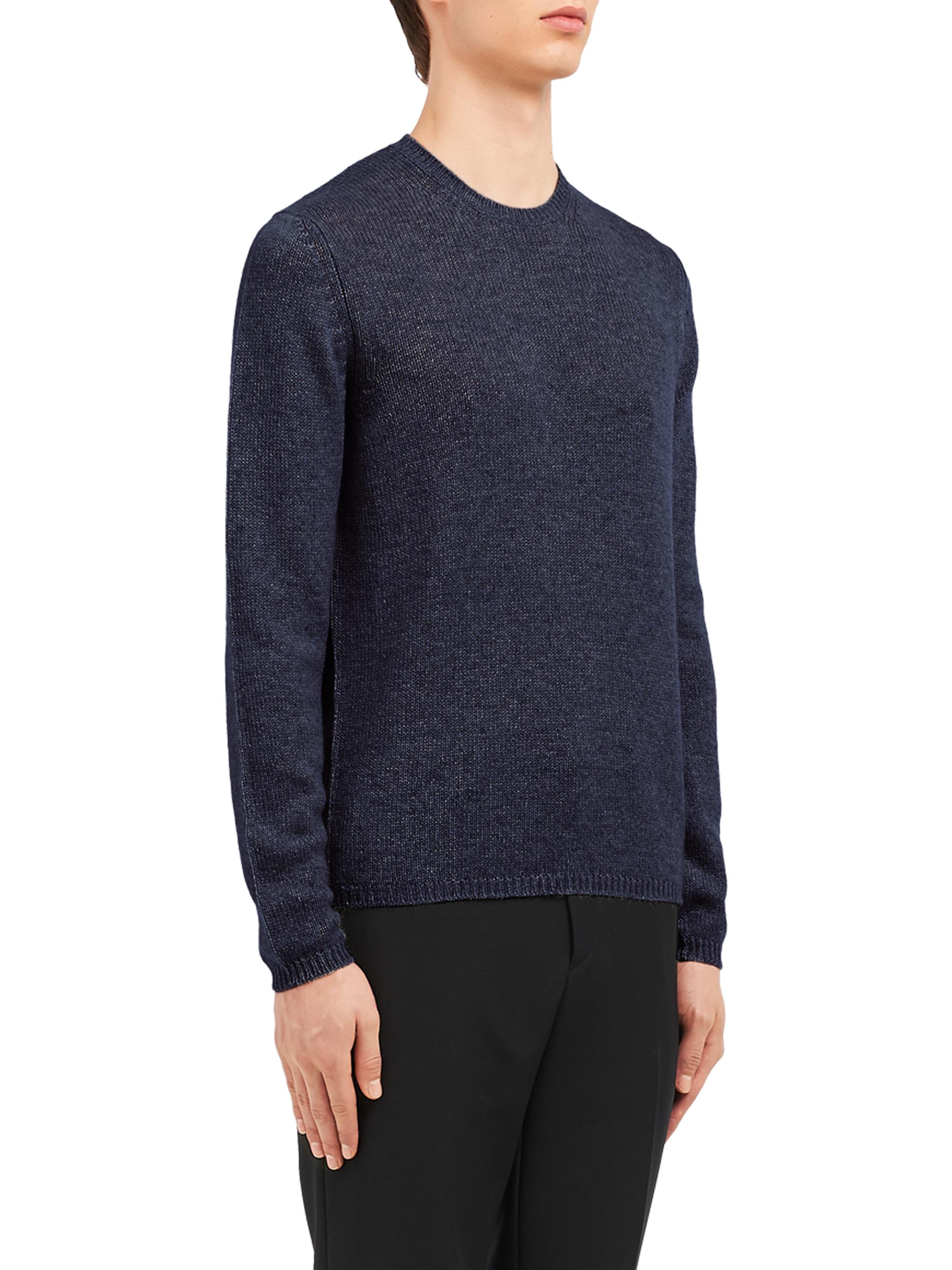 Prada Men's Cashmere Crewneck Sweater - Blue | Thumbnail 3