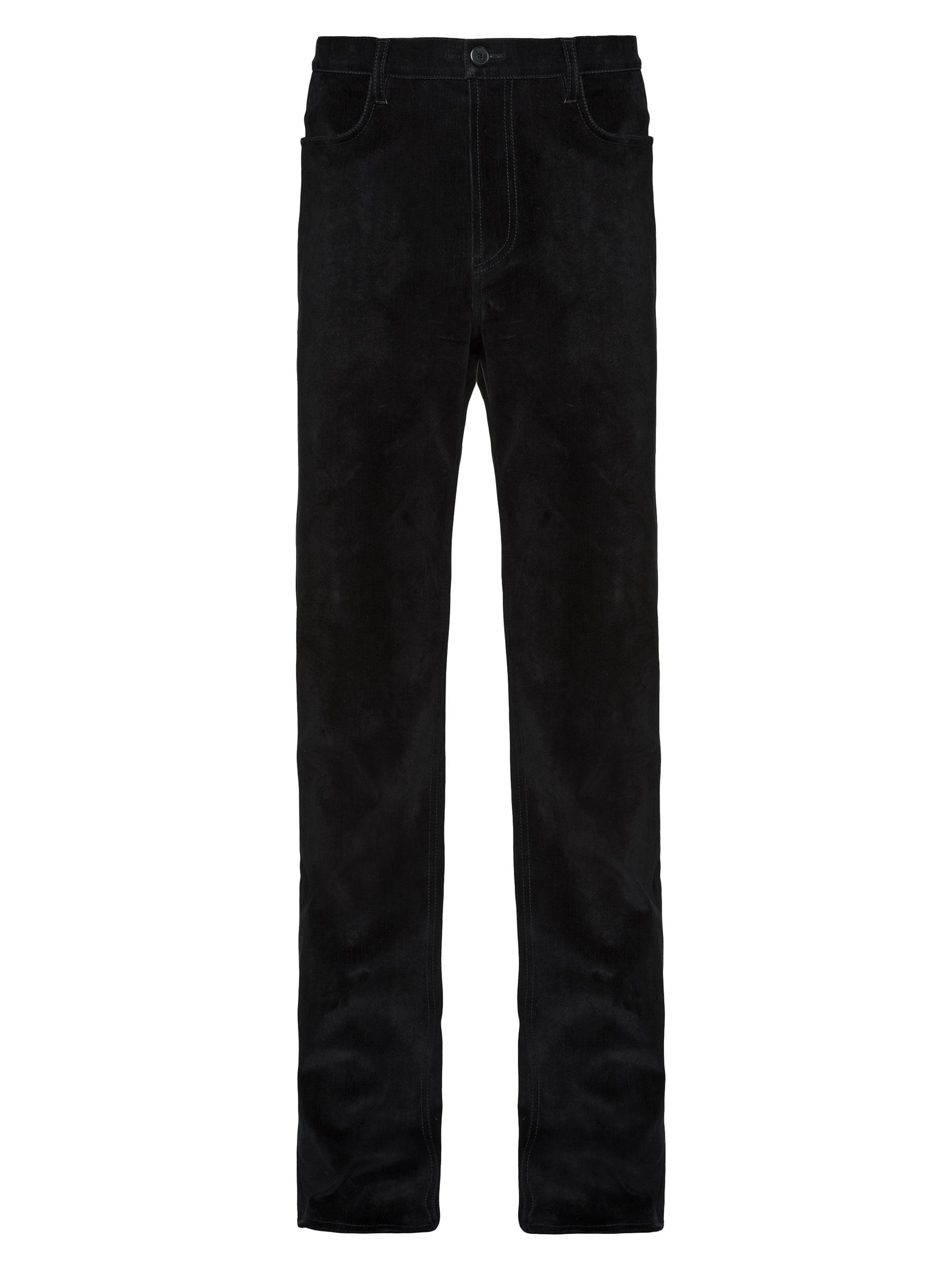 Prada Men's Five-Pocket Velvet Denim Jeans - Black