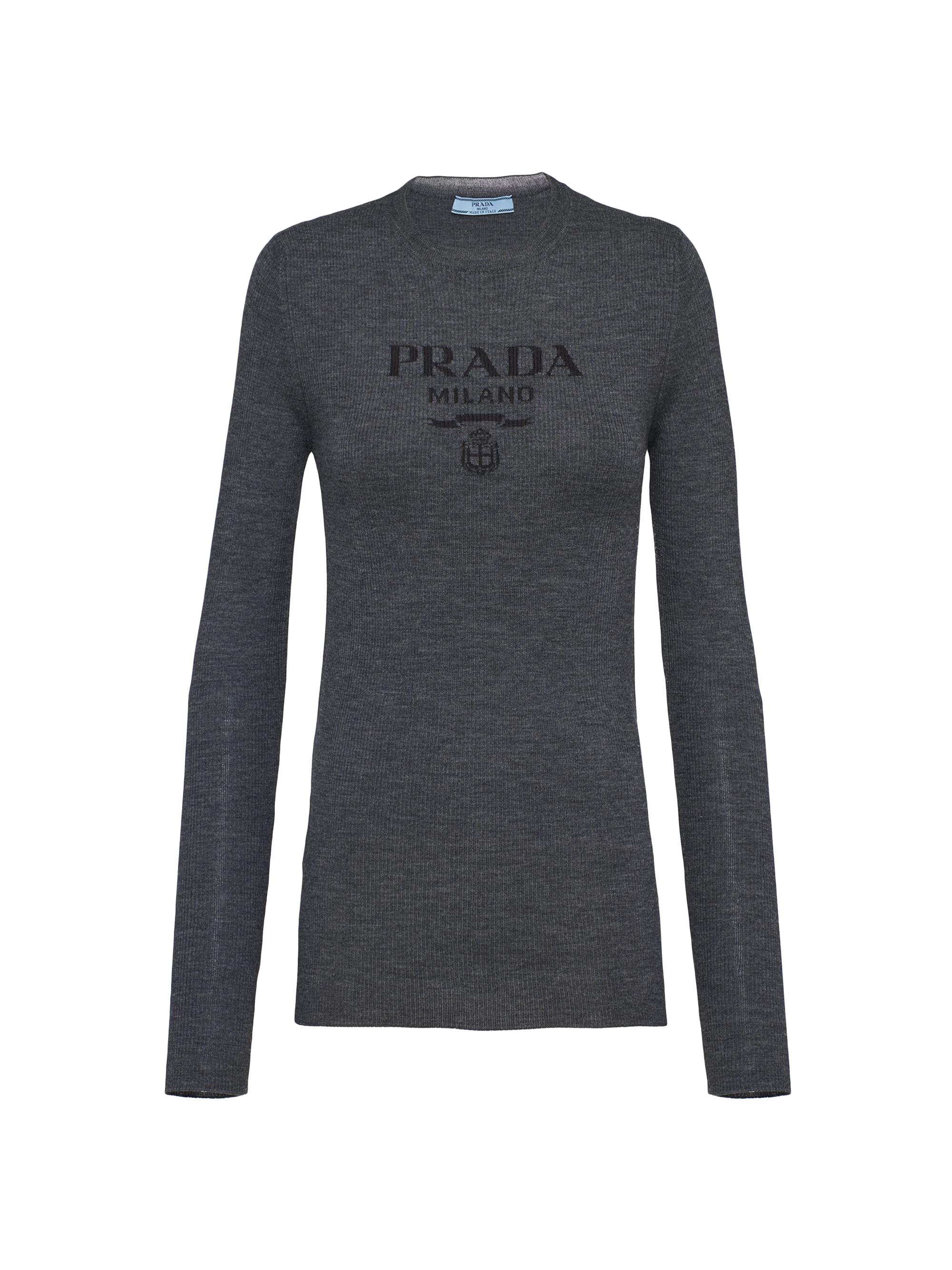 Prada Cropped Silk Sweater with Logo | Saks Fifth Avenue