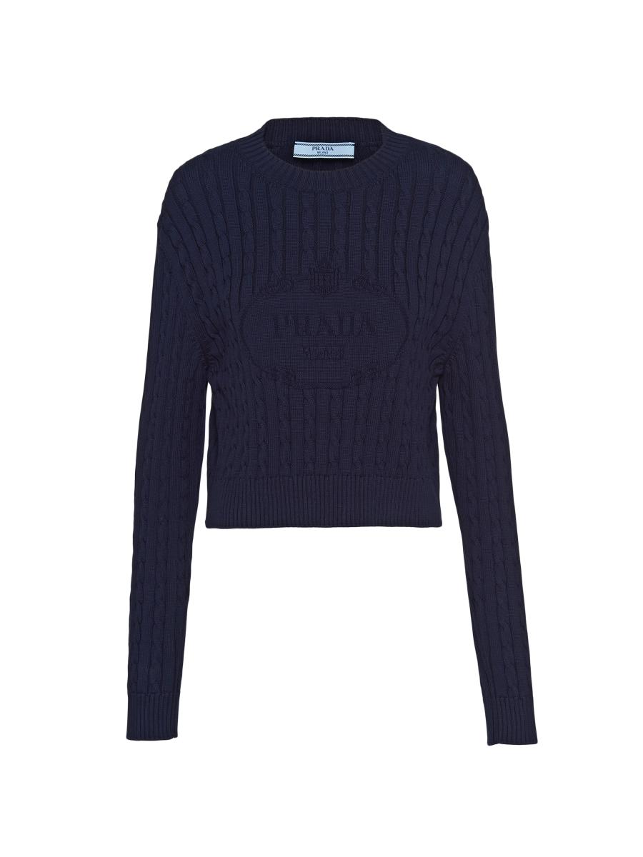 トップス Archive PRADA gimmick ds knit navy Prada Cotton Crewneck Sweater | Saks Fifth Avenue