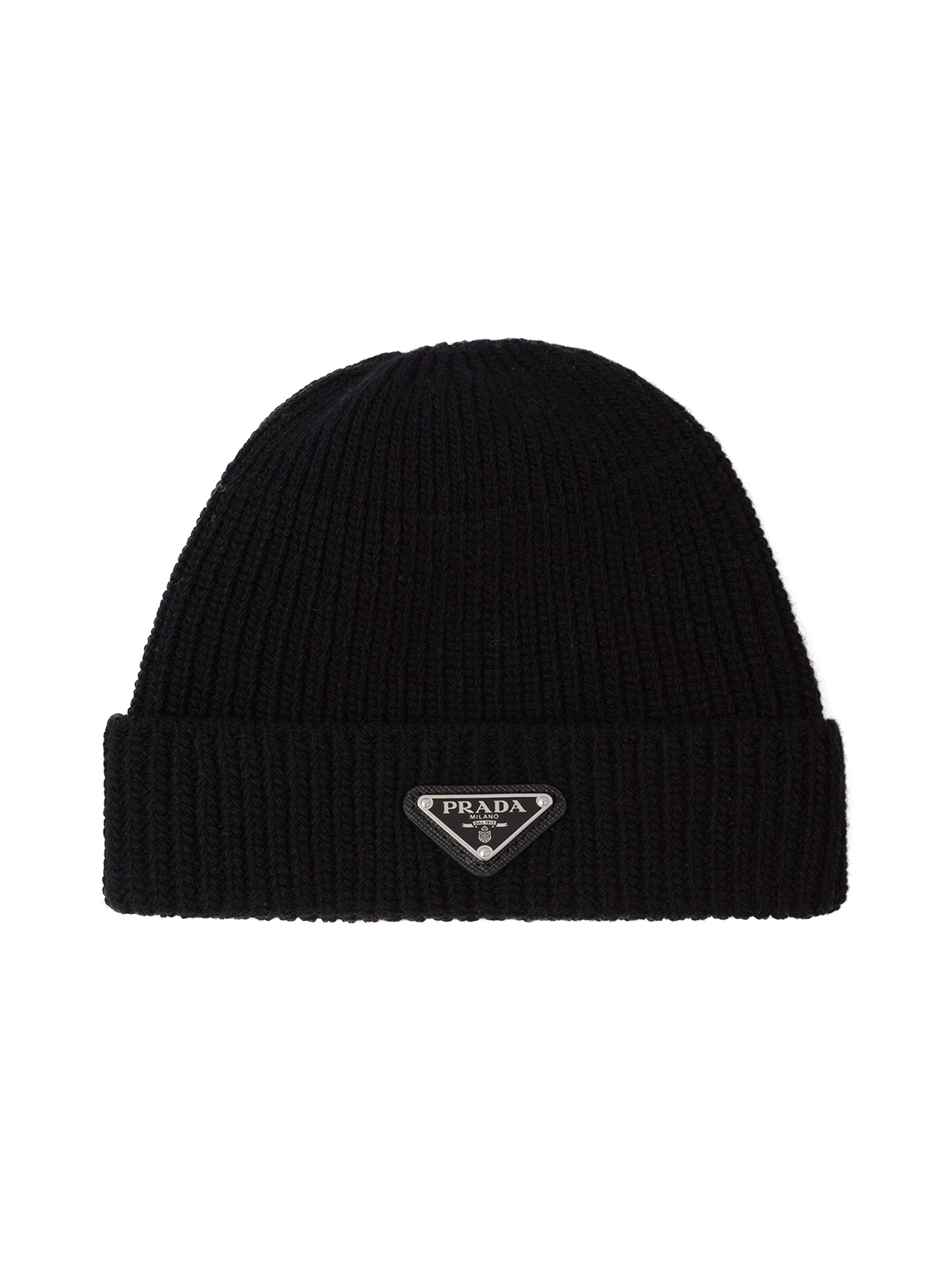 Prada logo-patch beanie - Yellow