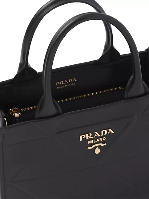 Symbole Small Leather Tote Bag in Black - Prada