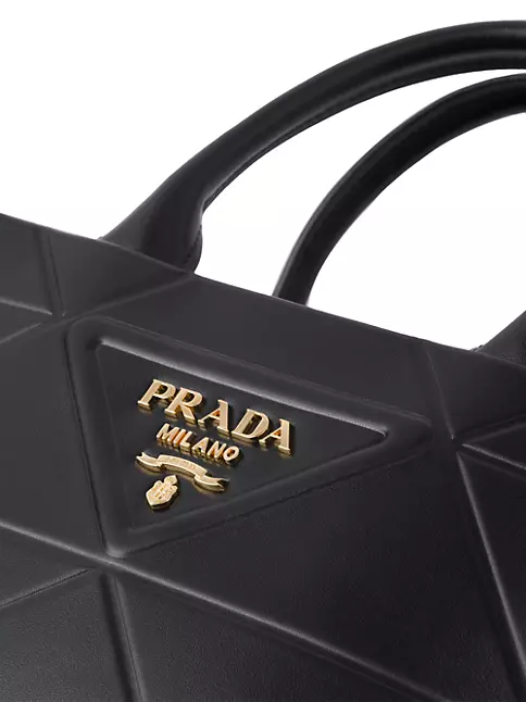 Symbole Small Leather Tote Bag in Black - Prada