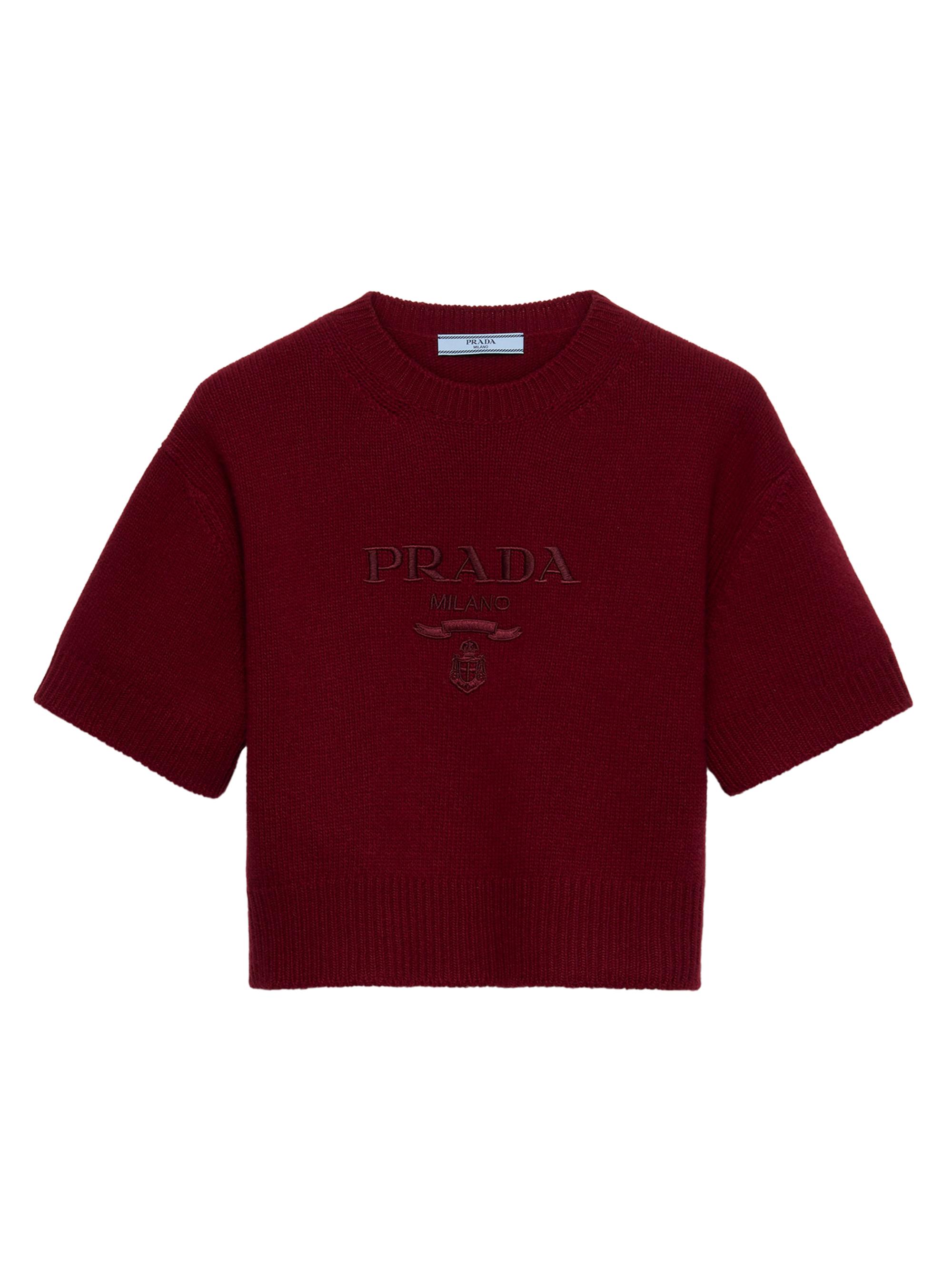 Prada Women's Wool and Cashmere Crew-Neck Sweater - Dark Red