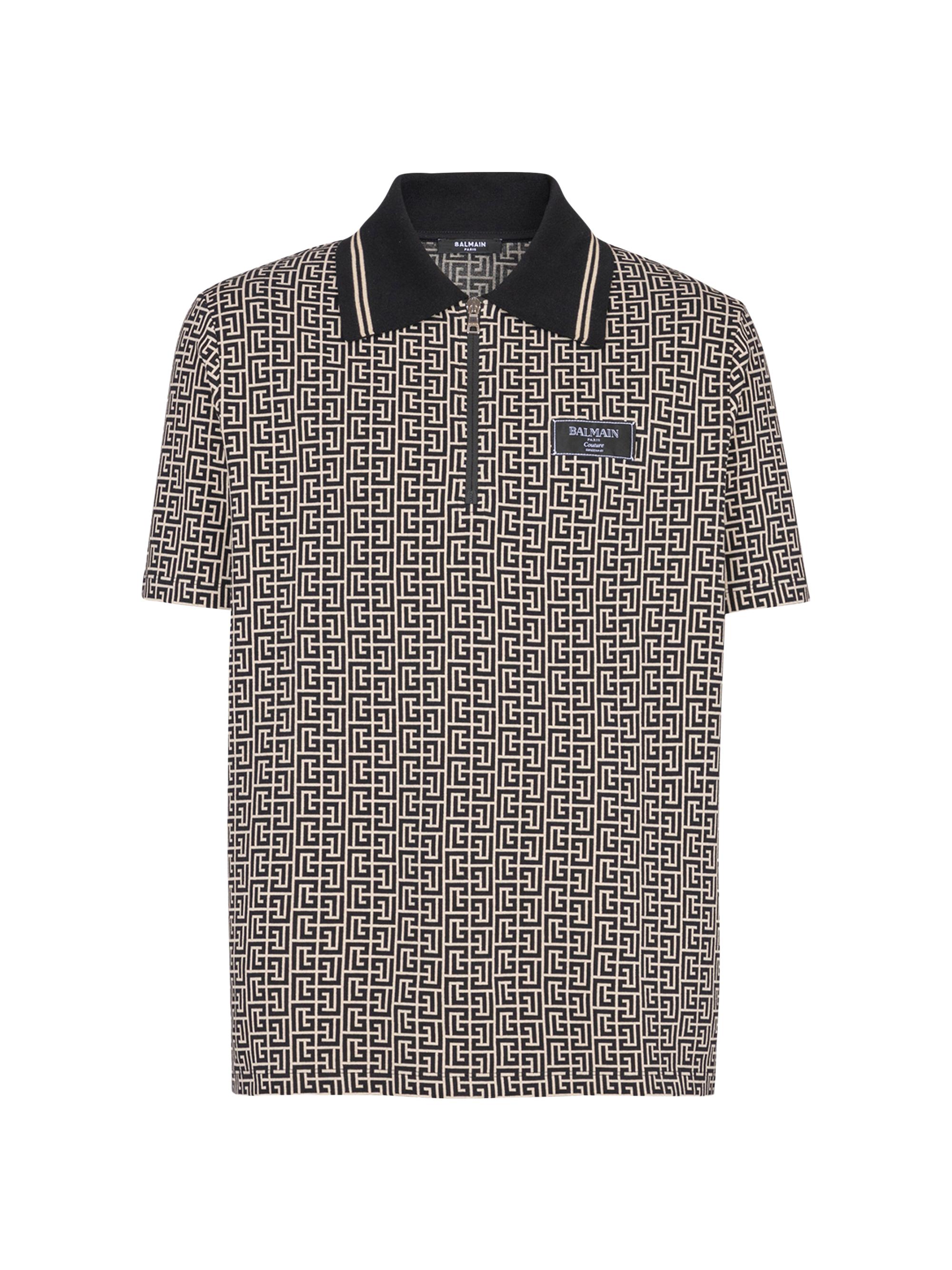 Balmain Men's Logo Jacquard Polo Shirt - Ivoire Noir