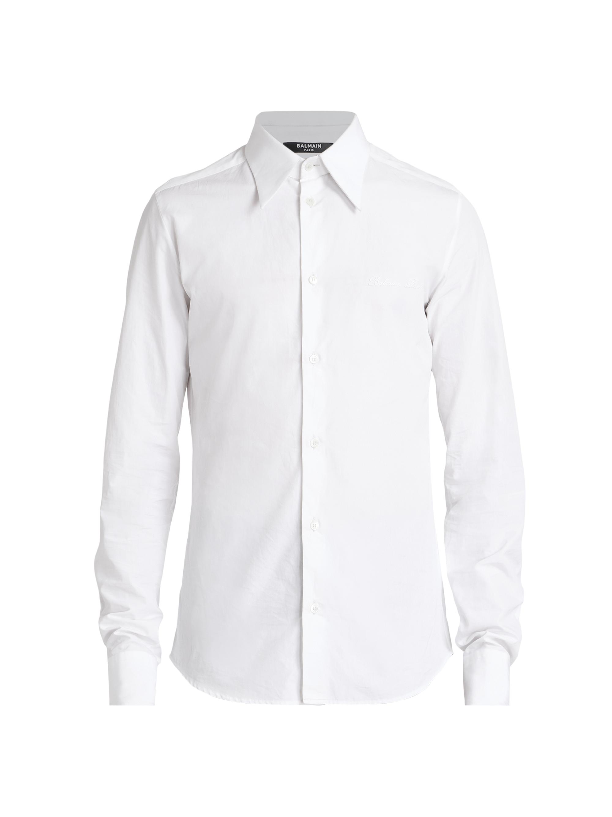 Balmain Men's Poplin Button-Front Shirt - White