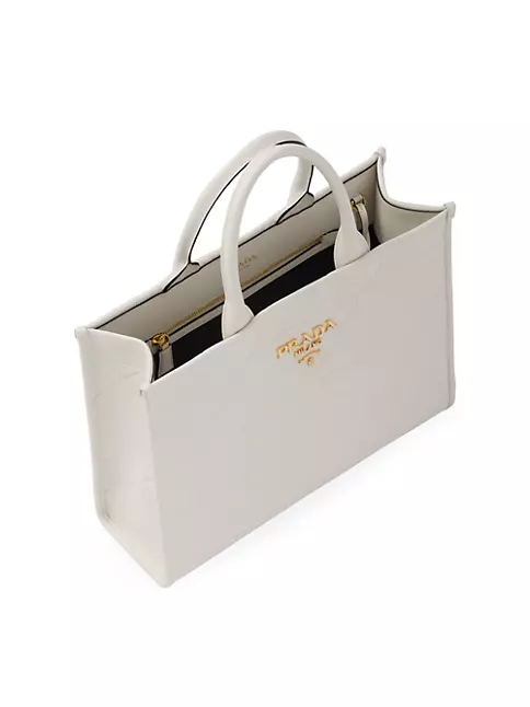 Shop Prada Medium Leather Symbole Tote Bag With Topstitching