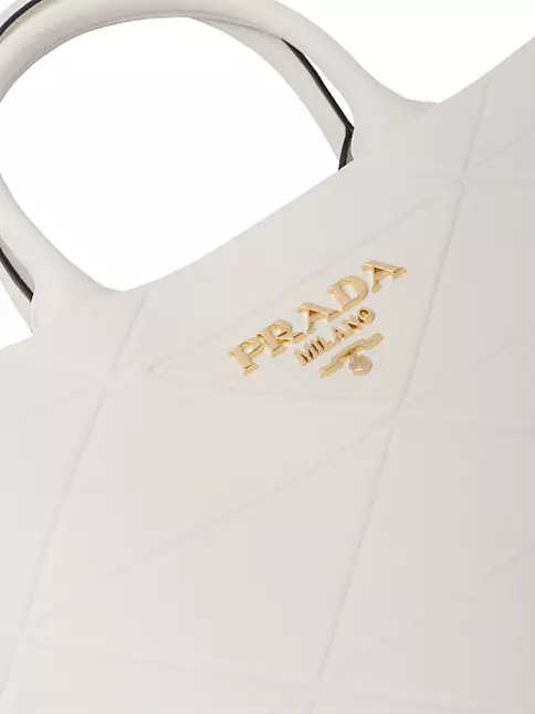Symbole Medium Leather Tote Bag in Beige - Prada