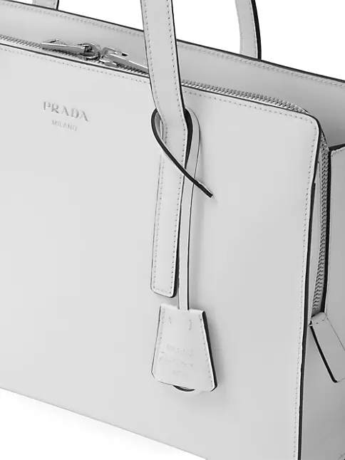 White Medium Brushed Leather Handbag