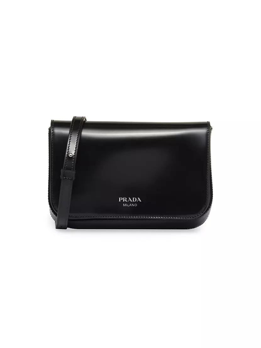 Prada - Black & Cream Patent Leather Shoulder Bag