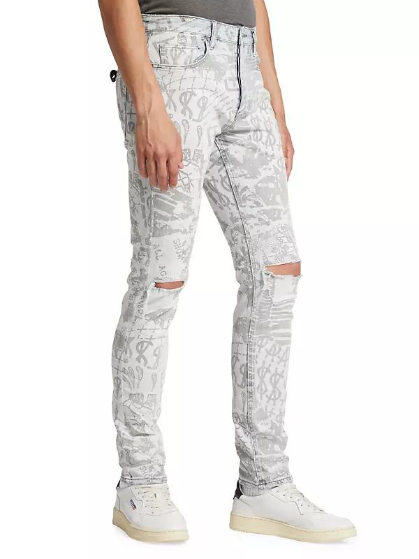 GIVENCHY Slim-Fit Distressed Bleached Jeans for Men