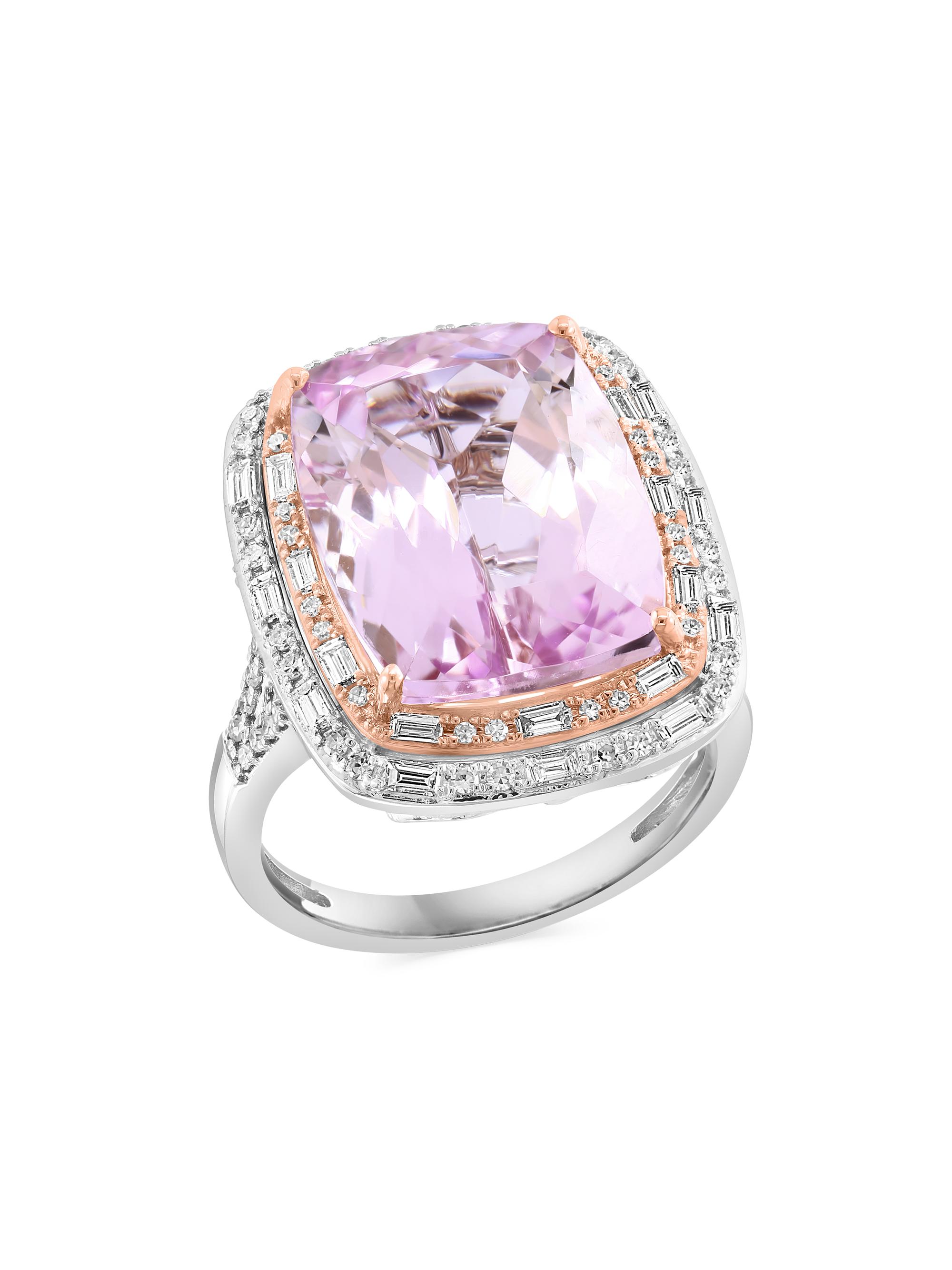 Saks Fifth Avenue Collection Women's Two-Tone 14K Gold, Kunzite & 0.69 TCW Diamond Halo Ring - Rose White Gold