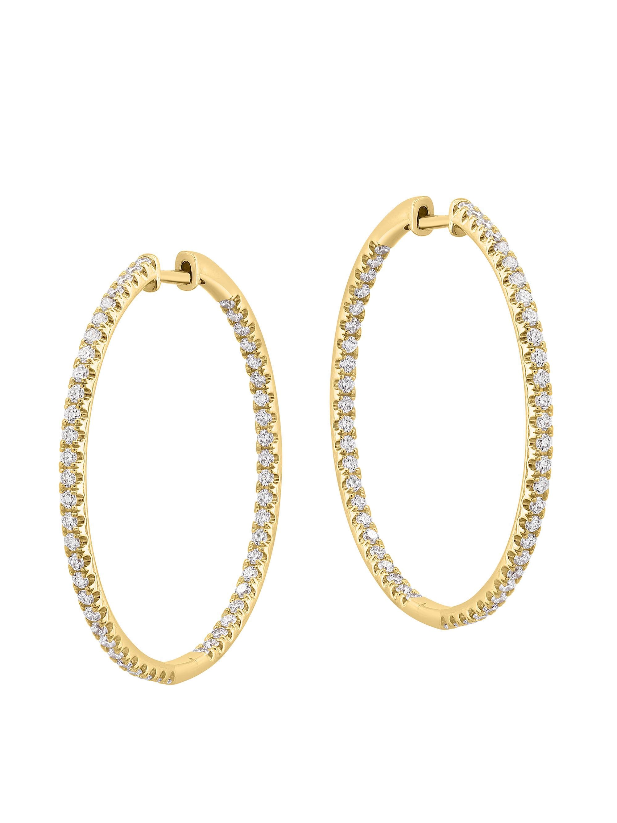 Saks Fifth Avenue Collection Women's 14K Yellow Gold & 1.5 TCW Diamond Inside-Out Hoop Earrings - Yellow Gold