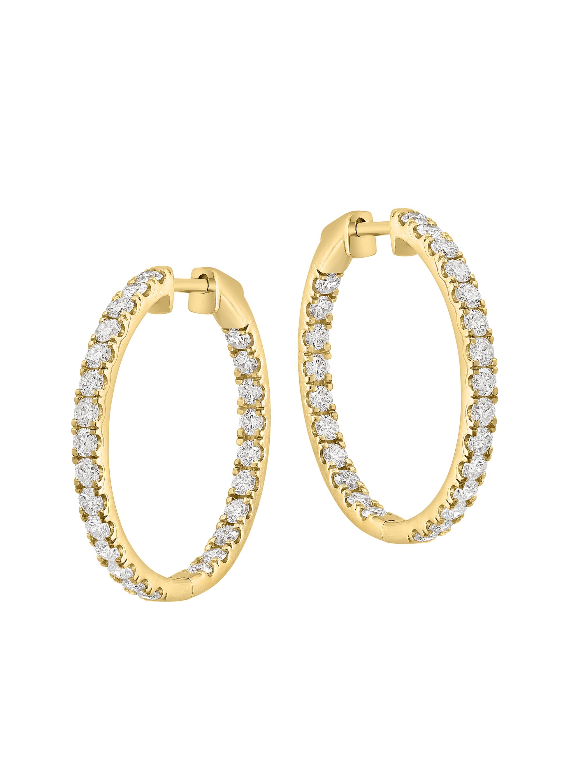 Saks Fifth Avenue Collection Women's 14K Yellow Gold & 1.96 TCW Diamond Inside-Out Hoop Earrings - Yellow Gold
