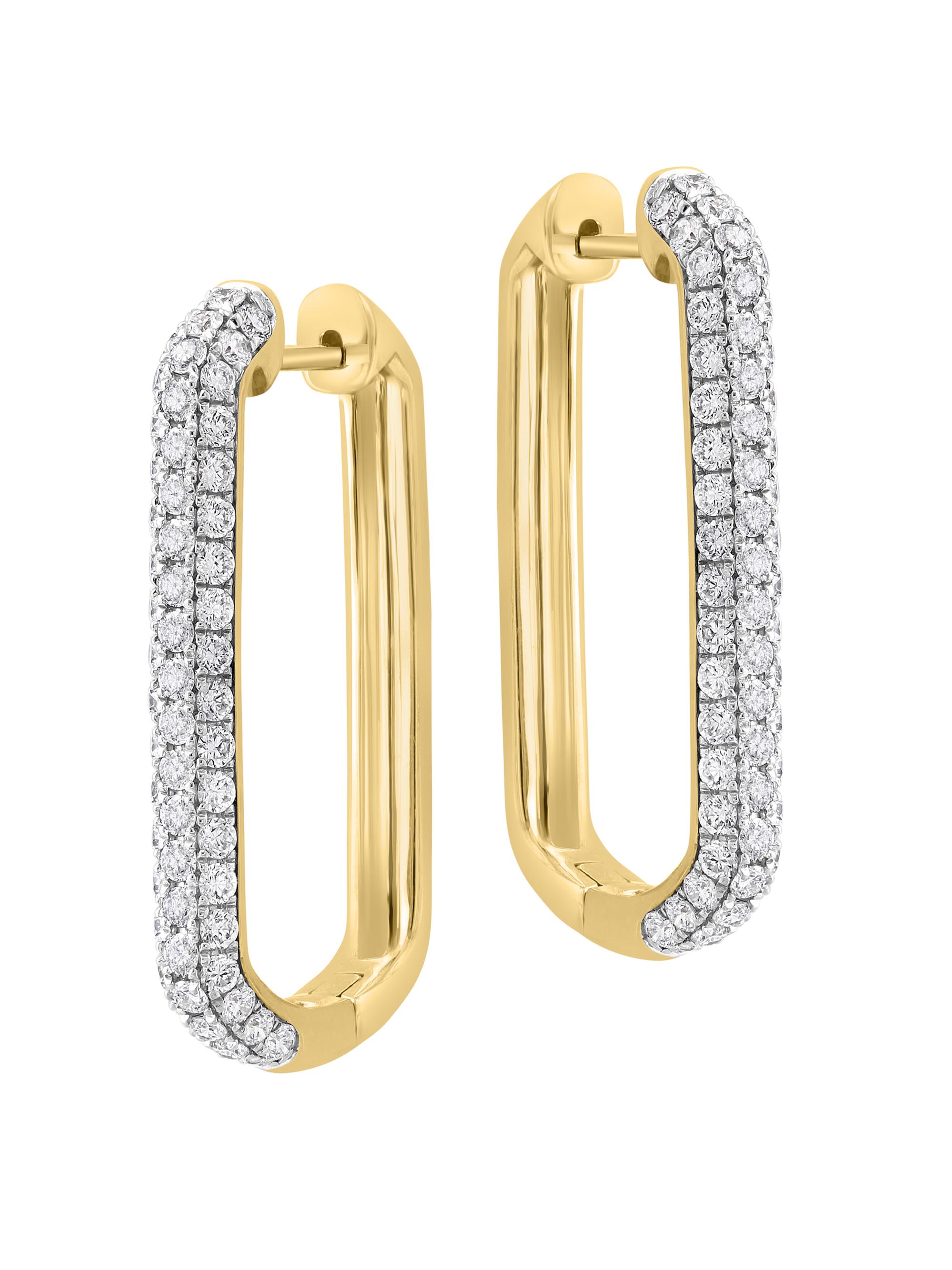 Saks Fifth Avenue Collection Women's 14K Yellow Gold & 1.42 TCW Diamond Oval Hoop Earrings - Yellow Gold