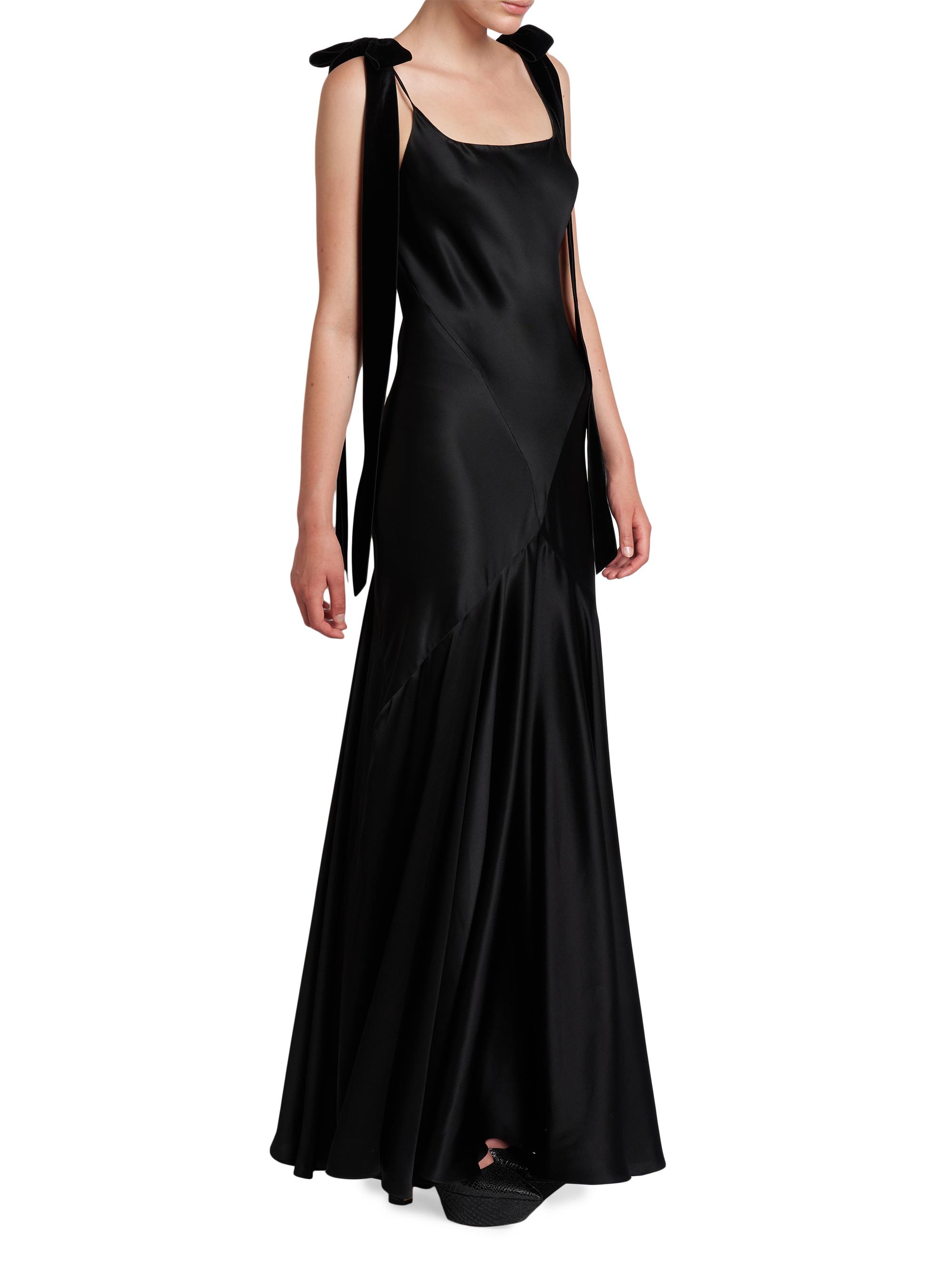 Nina Ricci Bias-Cut Satin Bow-Shoulder Gown | Saks Fifth Avenue